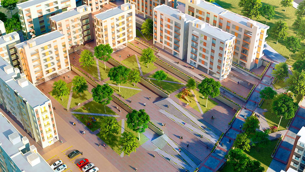 Imagen generada por computador - edificios proyecto tres quebradas