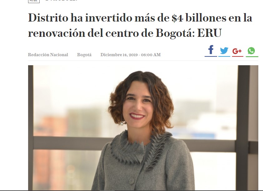Distrito ha invertido más de $4 billones en la renovación del centro de Bogotá: ERU