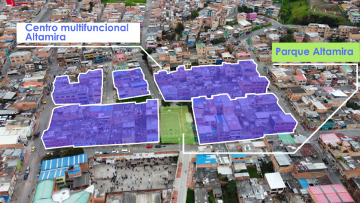 Delimitación en el plano de los centros multifuncionales Altamira y La Gloria 