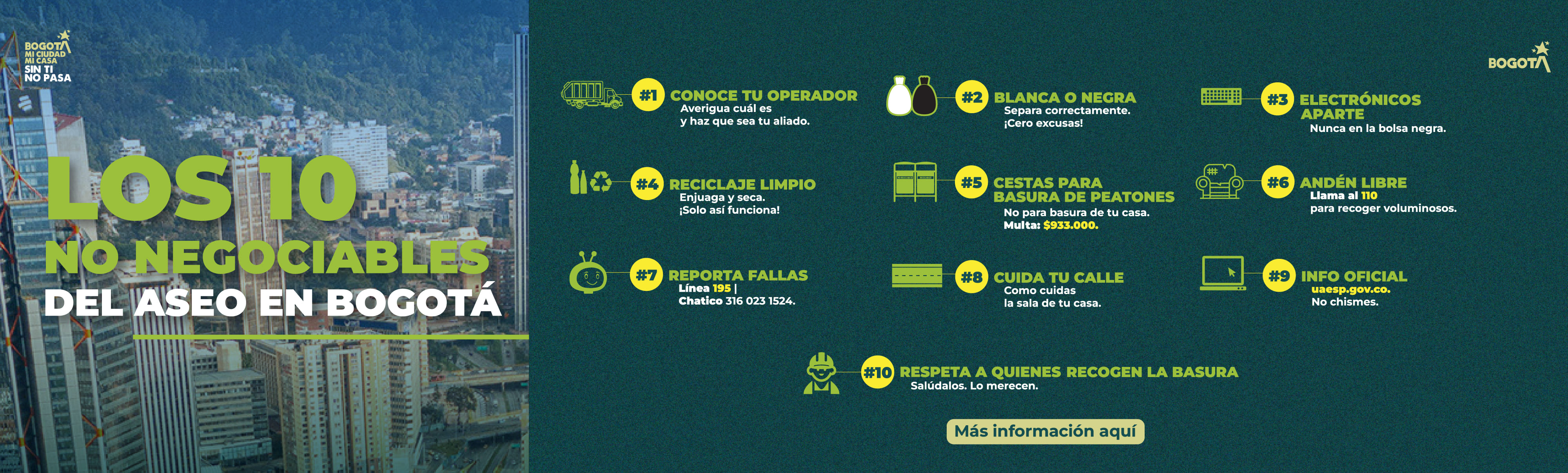 los 10 no negociables del aseo en Bogotá