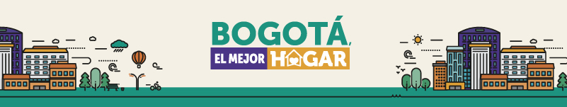 Ciudad animada y logotipo Bogotá el Mejor Hogar