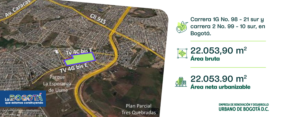 La Empresa de Renovación y Desarrollo Urbano de Bogotá busca proponentes para el proyecto Usme Dos Idiprón