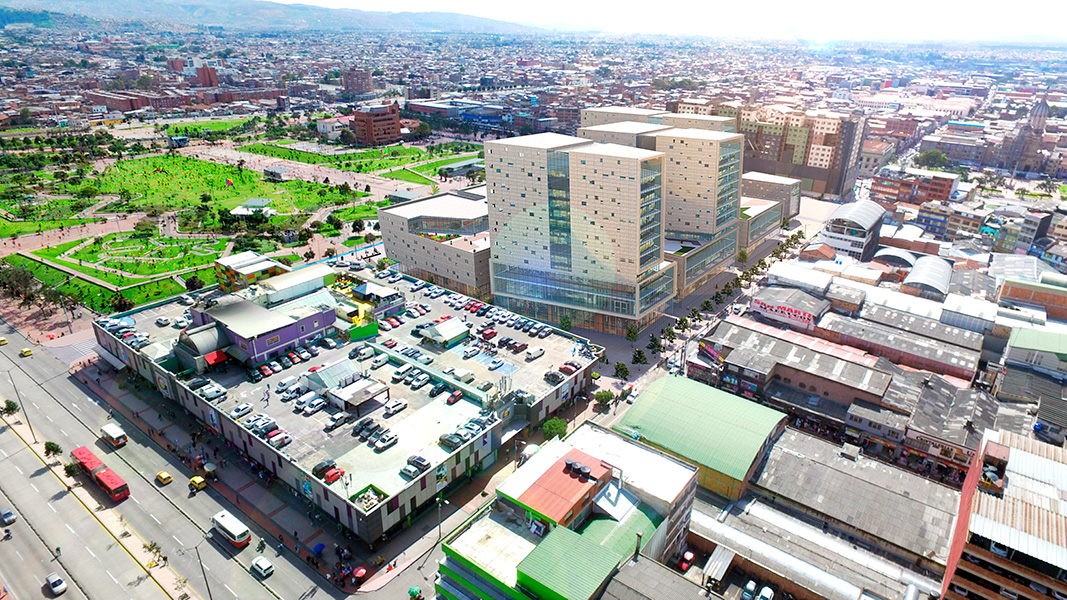 Imagen generada por computador - panorámica de todo el proyecto en el sector San Victorino